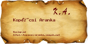 Kopácsi Aranka névjegykártya