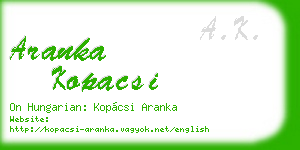 aranka kopacsi business card