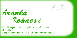 aranka kopacsi business card